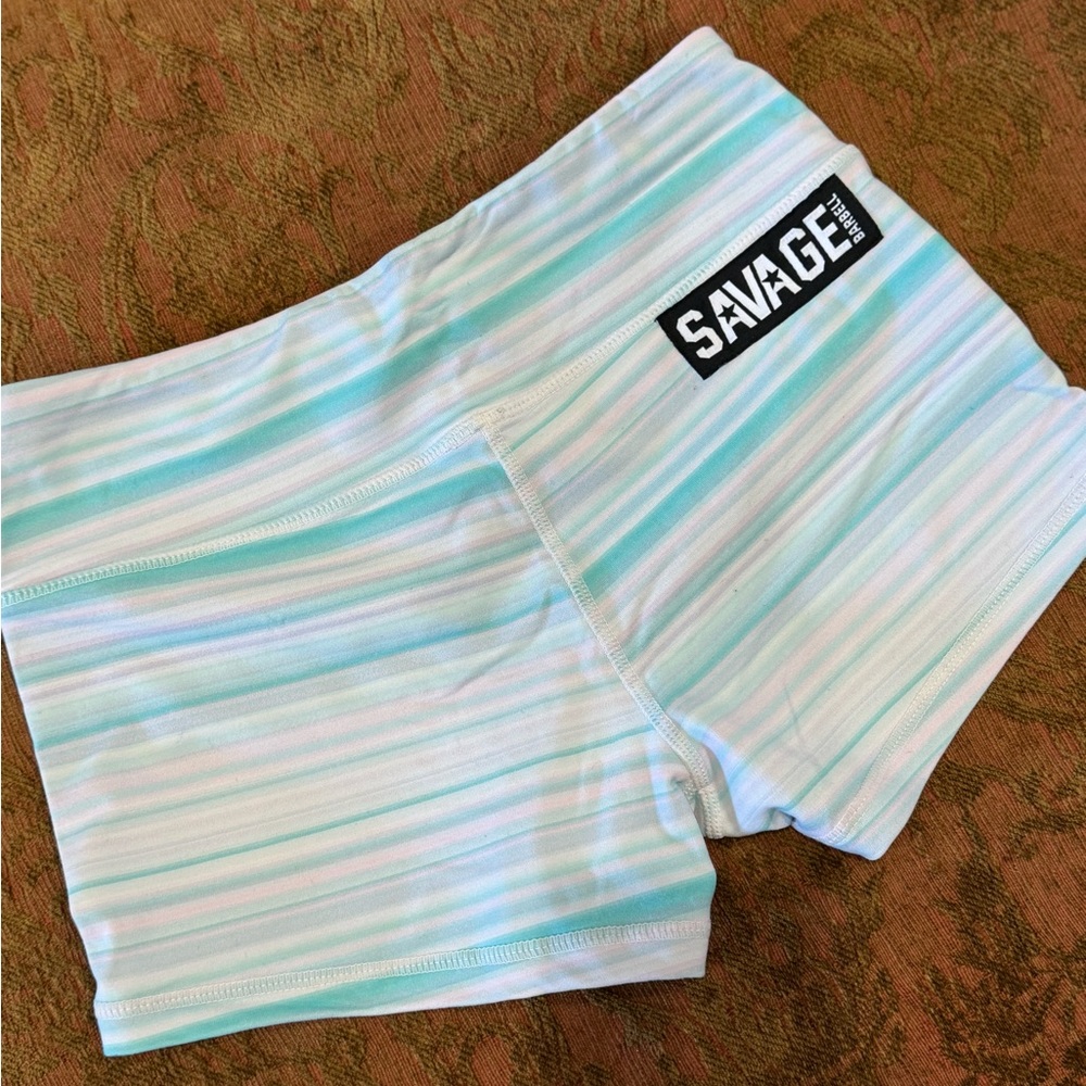 Mint and white Savage workout shorts. Size small.